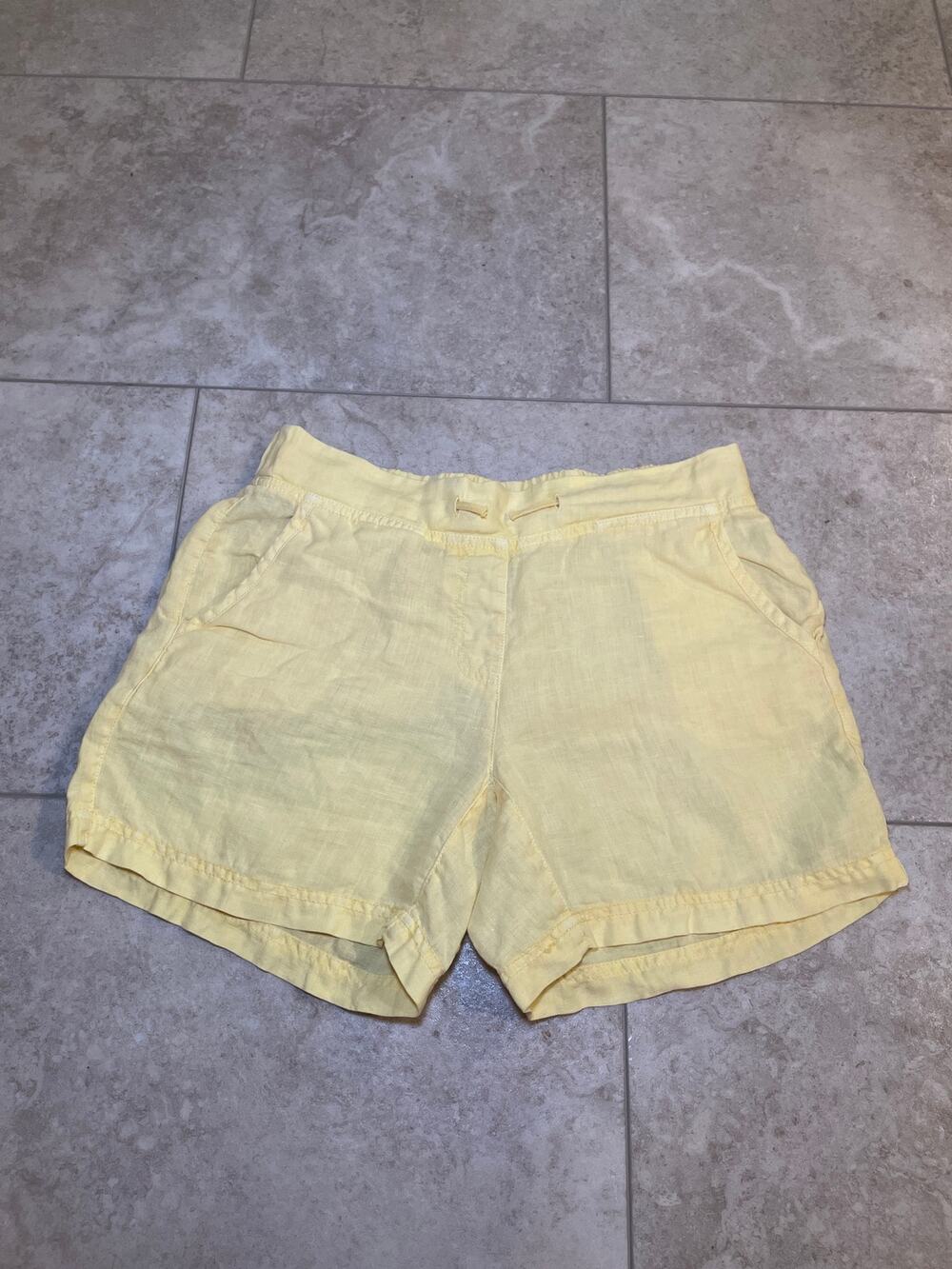 Tommy Bahama Two Palms 5" Drawstring 100% Linen Shorts Butter Yellow Size 0